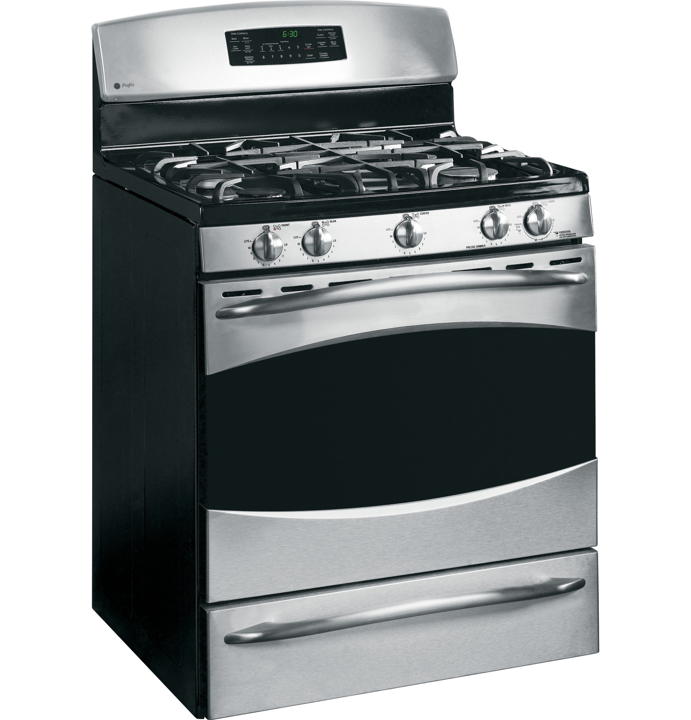 30" Free-Standing Self Clean Gas Range with Warming Drawer PGB908SEMSS