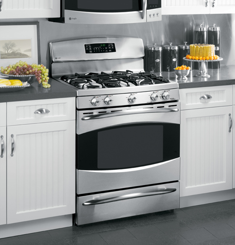 30" Free-Standing Self Clean Gas Range with Warming Drawer PGB910SEMSS