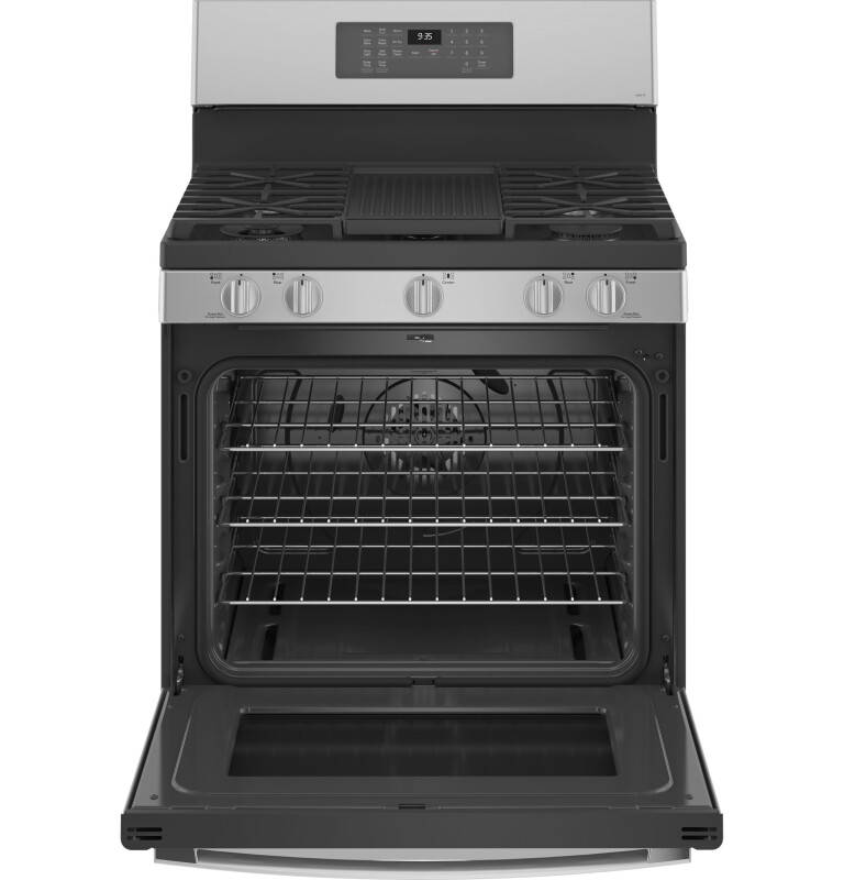 Smart 30" Free-Standing Self Clean Gas Fingerprint Resistant Range with No Preheat Air Fry PGB935YPFS