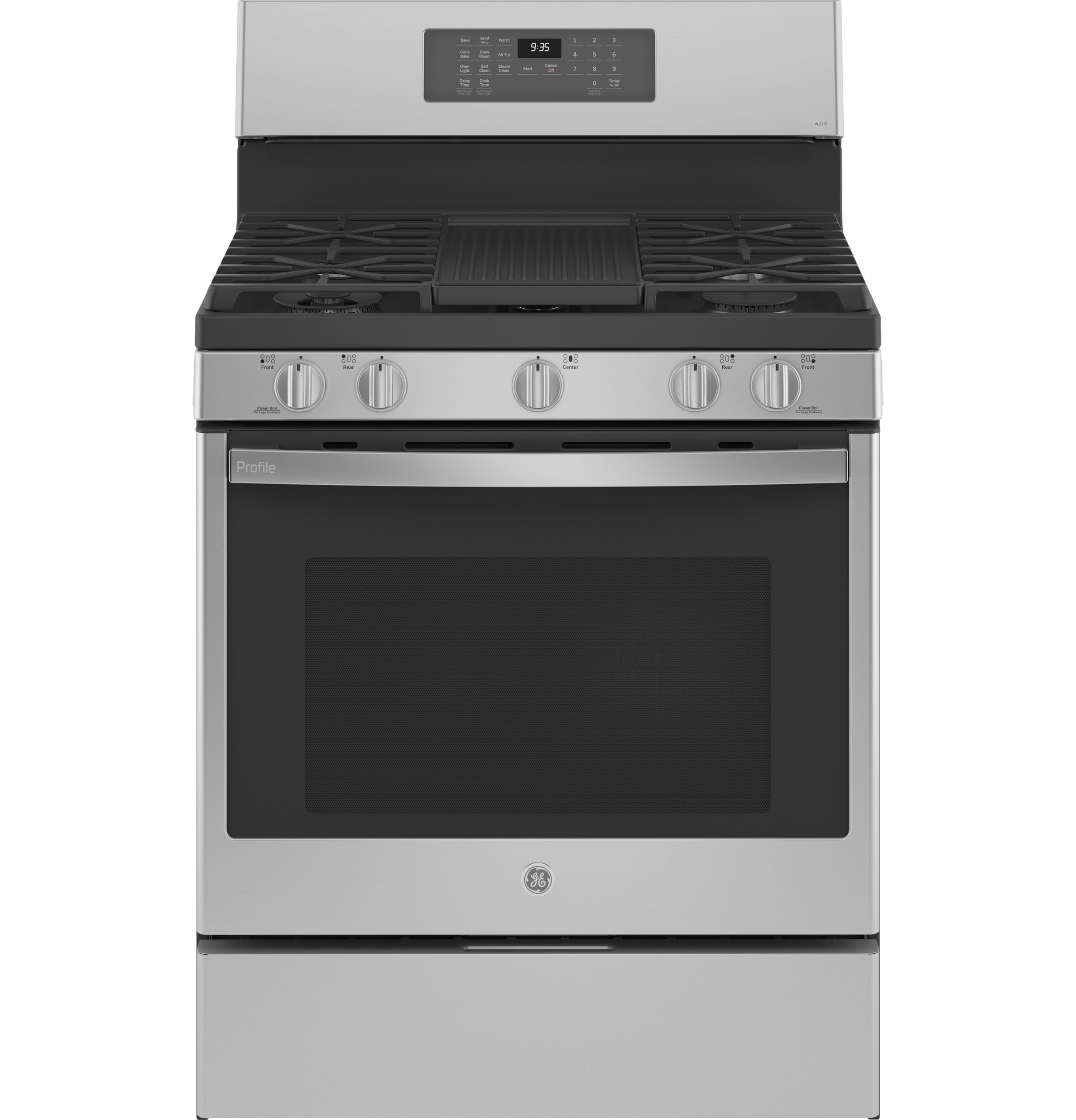 GE Profile Smart 30" Free-Standing Self Clean Gas Fingerprint Resistant Range with No Preheat Air Fry Fingerprint Resistant Stainless PGB935YPFS Picture 1