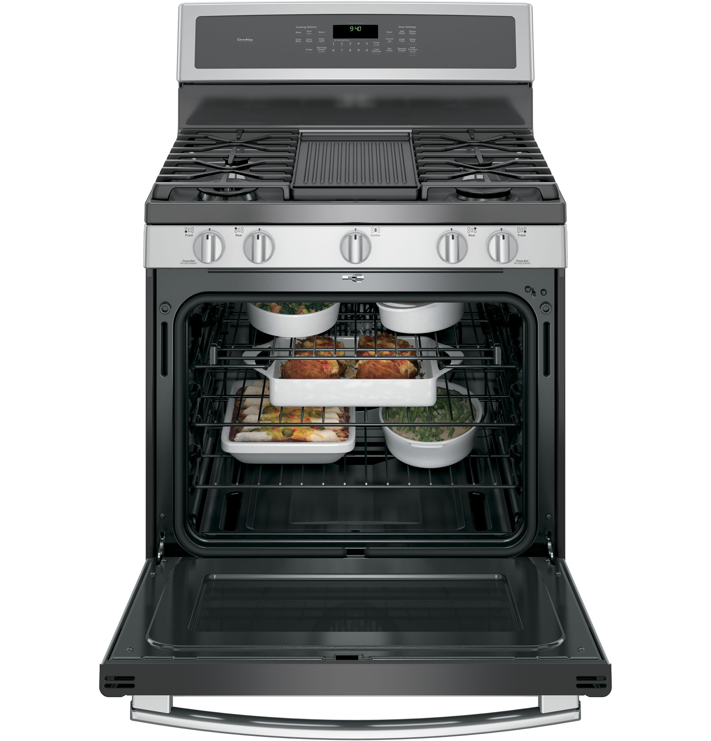 30" Smart Free-Standing Gas Convection Range with Warming Drawer PGB940SEJSS
