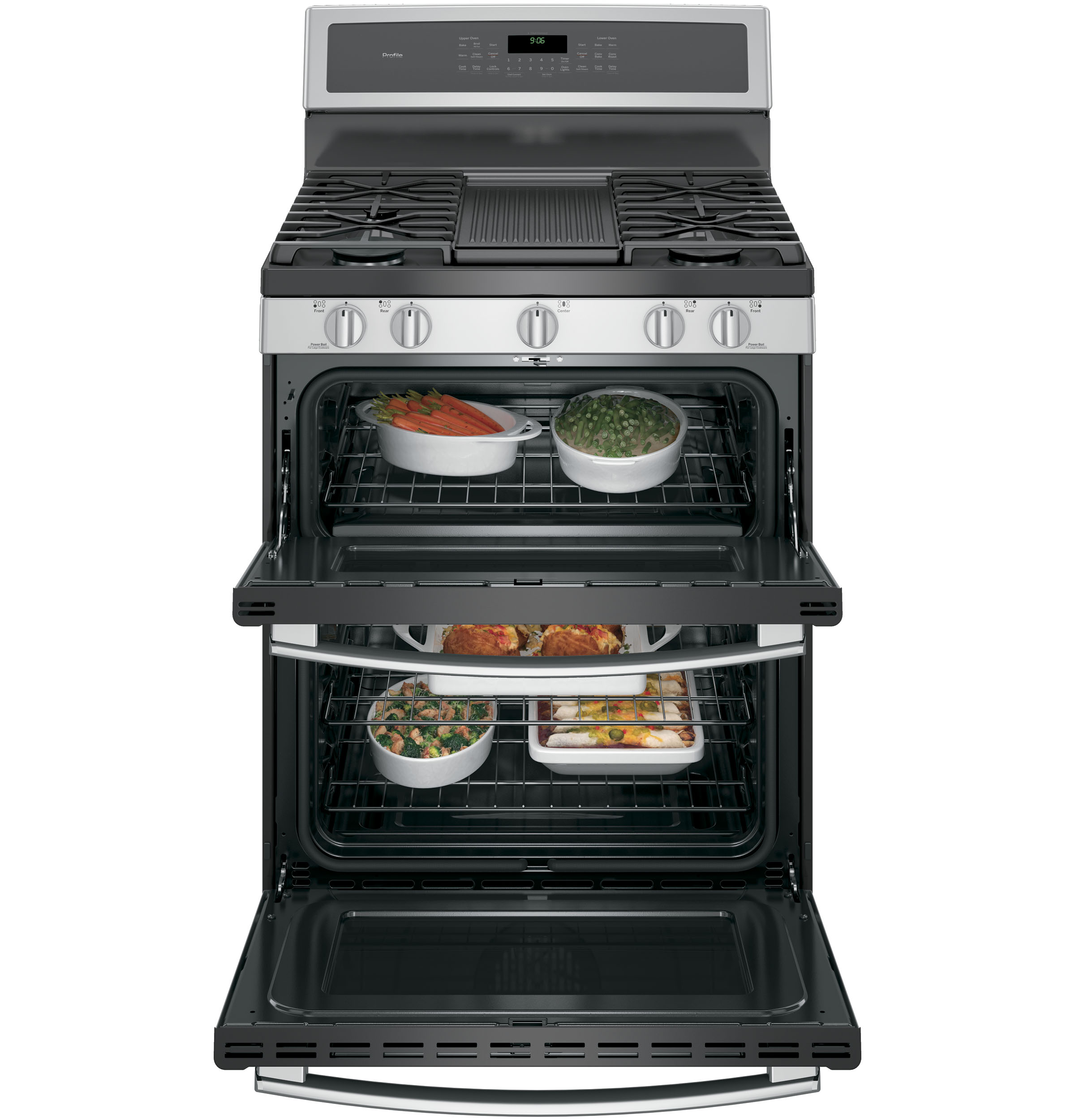 30" Free-Standing Gas Double Oven Convection Range PGB960SEJSS