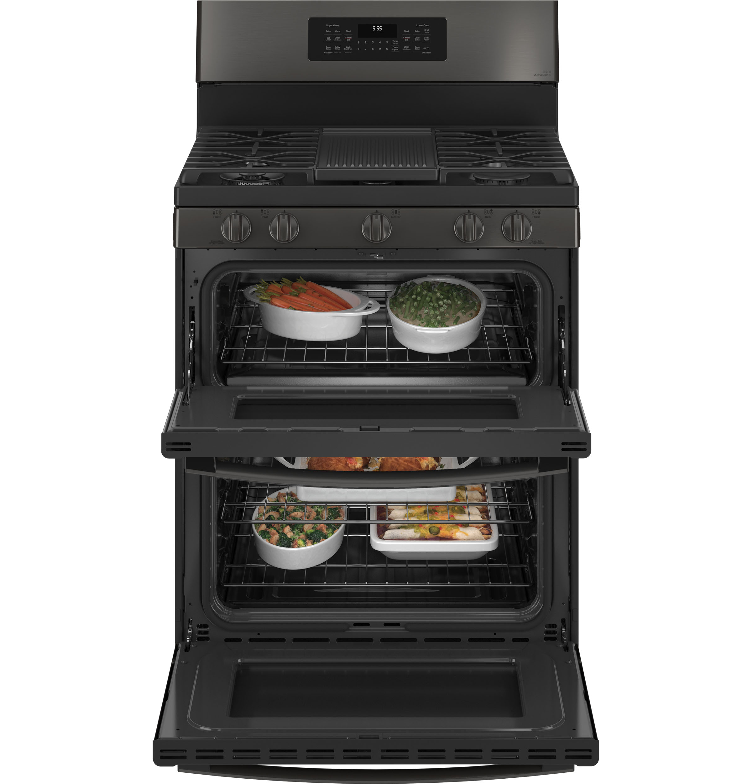 30" Free-Standing Gas Double Oven Convection Range with No Preheat Air Fry PGB965BPTS