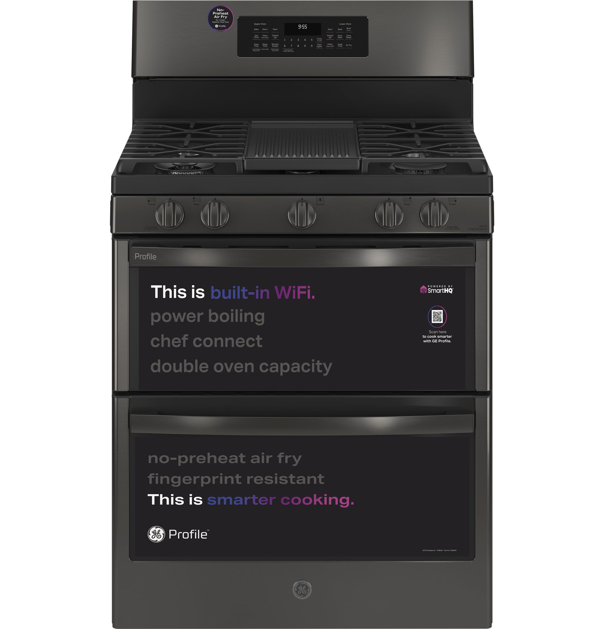 30" Free-Standing Gas Double Oven Convection Range with No Preheat Air Fry PGB965BPTS