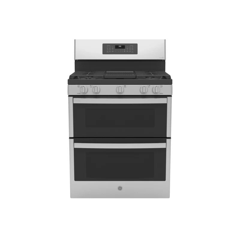 30" Free-Standing Gas Double Oven Convection Fingerprint Resistant Range with No Preheat Air Fry PGB965YPFS