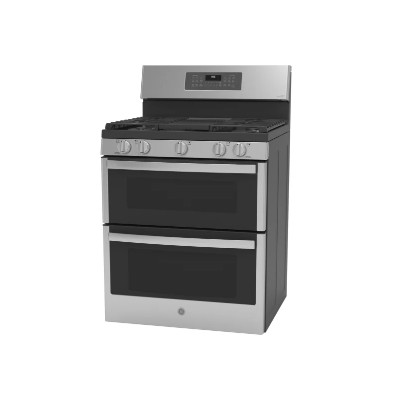 30" Free-Standing Gas Double Oven Convection Fingerprint Resistant Range with No Preheat Air Fry PGB965YPFS