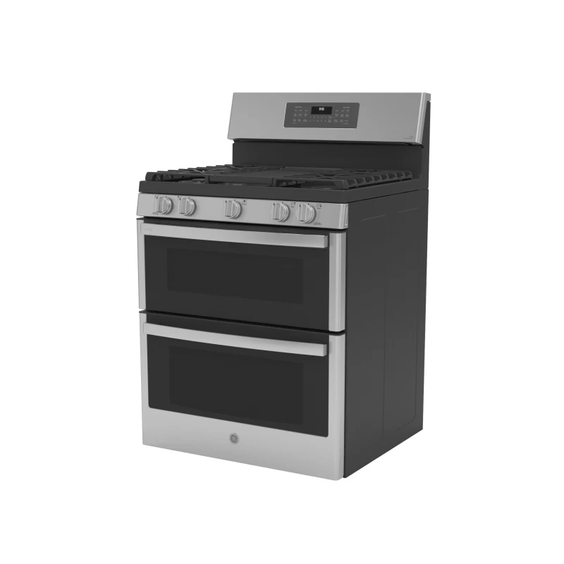 30" Free-Standing Gas Double Oven Convection Fingerprint Resistant Range with No Preheat Air Fry PGB965YPFS