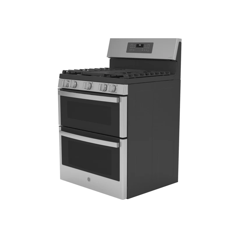 30" Free-Standing Gas Double Oven Convection Fingerprint Resistant Range with No Preheat Air Fry PGB965YPFS