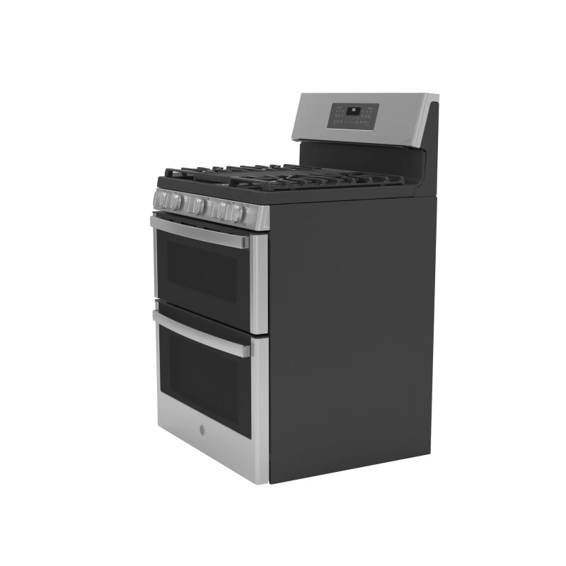 30" Free-Standing Gas Double Oven Convection Fingerprint Resistant Range with No Preheat Air Fry PGB965YPFS