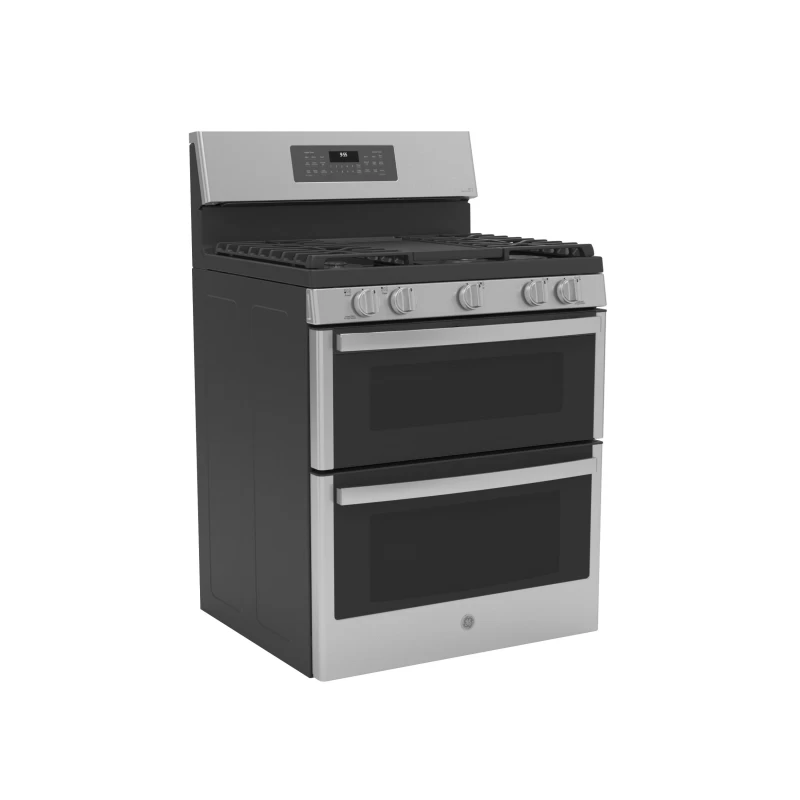 30" Free-Standing Gas Double Oven Convection Fingerprint Resistant Range with No Preheat Air Fry PGB965YPFS