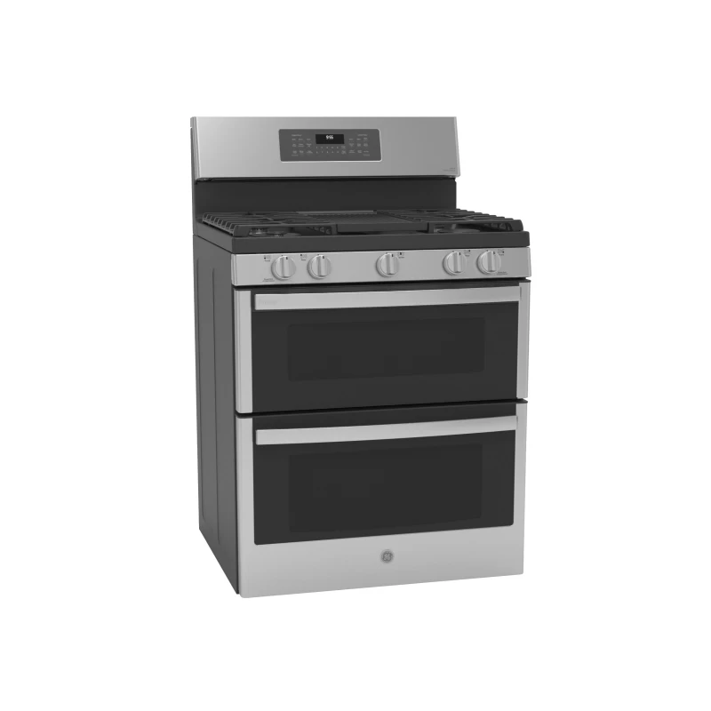 30" Free-Standing Gas Double Oven Convection Fingerprint Resistant Range with No Preheat Air Fry PGB965YPFS