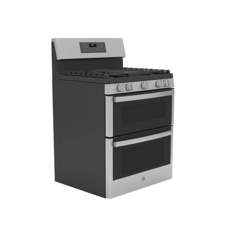 30" Free-Standing Gas Double Oven Convection Fingerprint Resistant Range with No Preheat Air Fry PGB965YPFS
