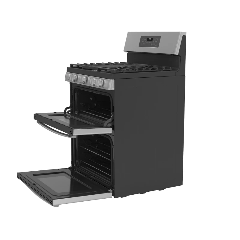30" Free-Standing Gas Double Oven Convection Fingerprint Resistant Range with No Preheat Air Fry PGB965YPFS