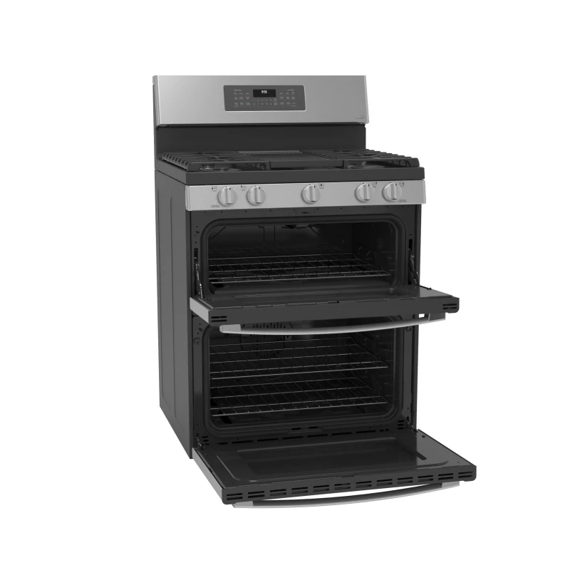 30" Free-Standing Gas Double Oven Convection Fingerprint Resistant Range with No Preheat Air Fry PGB965YPFS