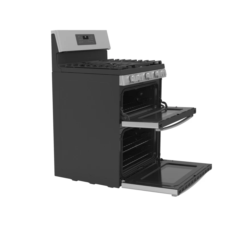 30" Free-Standing Gas Double Oven Convection Fingerprint Resistant Range with No Preheat Air Fry PGB965YPFS