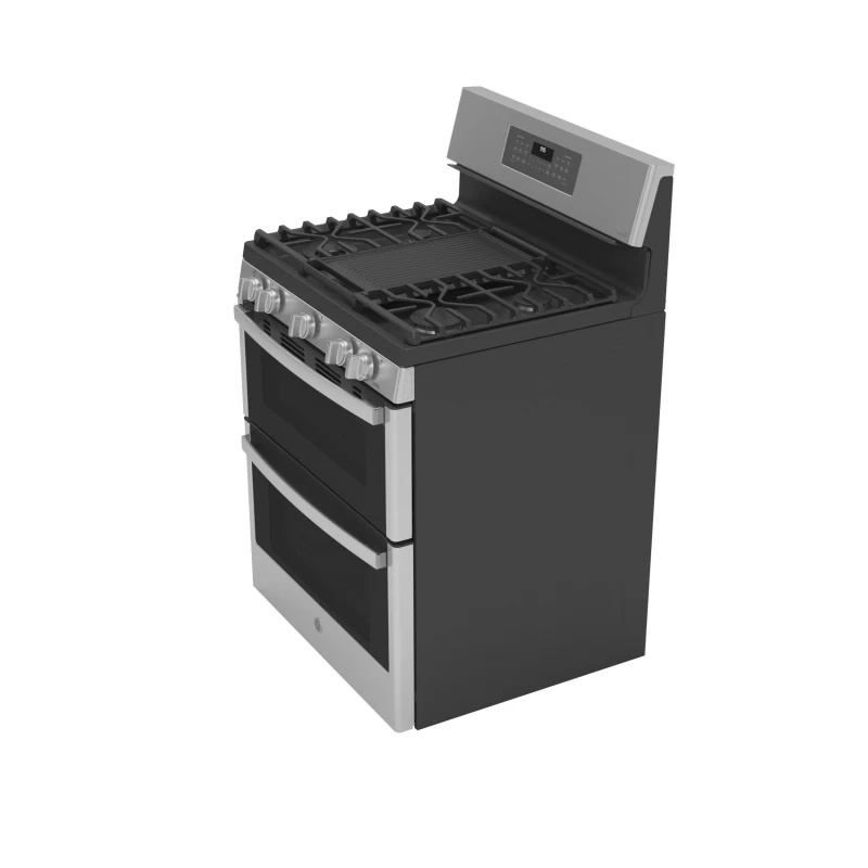 30" Free-Standing Gas Double Oven Convection Fingerprint Resistant Range with No Preheat Air Fry PGB965YPFS