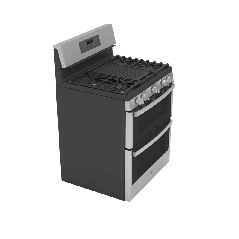 30" Free-Standing Gas Double Oven Convection Fingerprint Resistant Range with No Preheat Air Fry PGB965YPFS