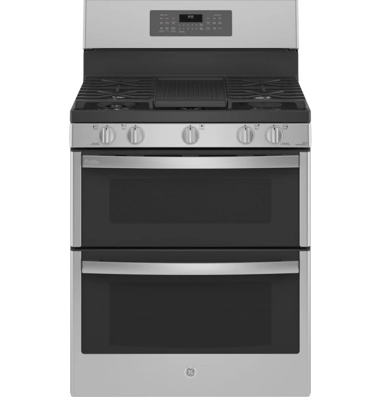 GE Profile 30" Free-Standing Gas Double Oven Convection Fingerprint Resistant Range with No Preheat Air Fry Stainless Steel PGB965YPFS Picture 1