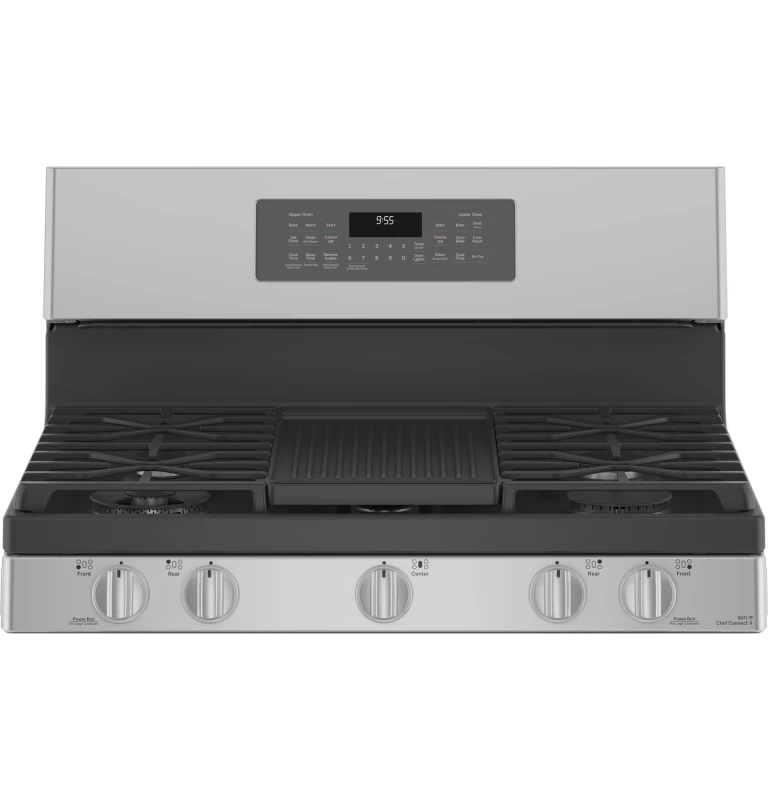 30" Free-Standing Gas Double Oven Convection Fingerprint Resistant Range with No Preheat Air Fry PGB965YPFS