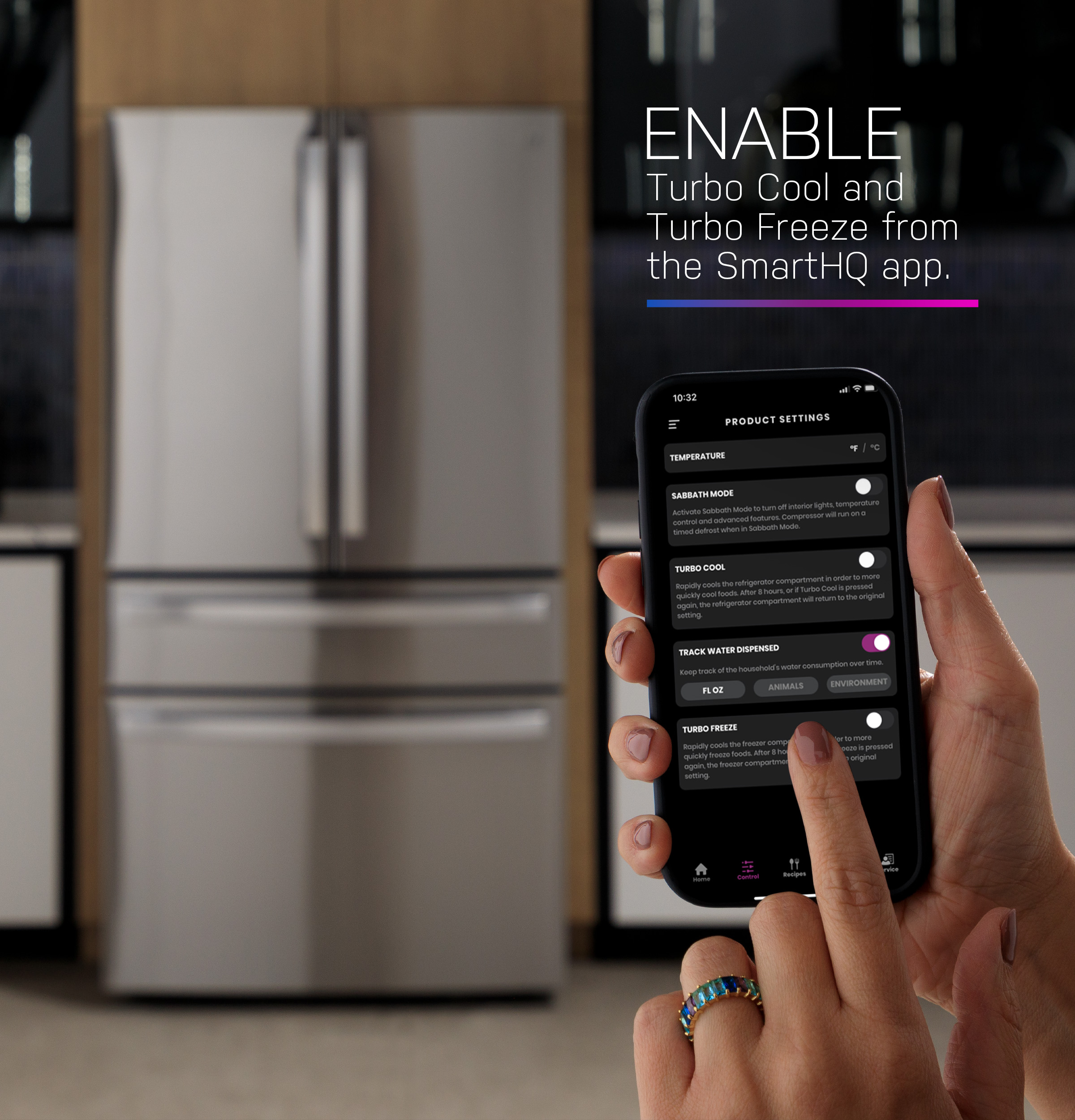 29 Cu. Ft. Smart Fingerprint Resistant 4-Door French-Door Refrigerator with Door In Door PGD29BYTFS