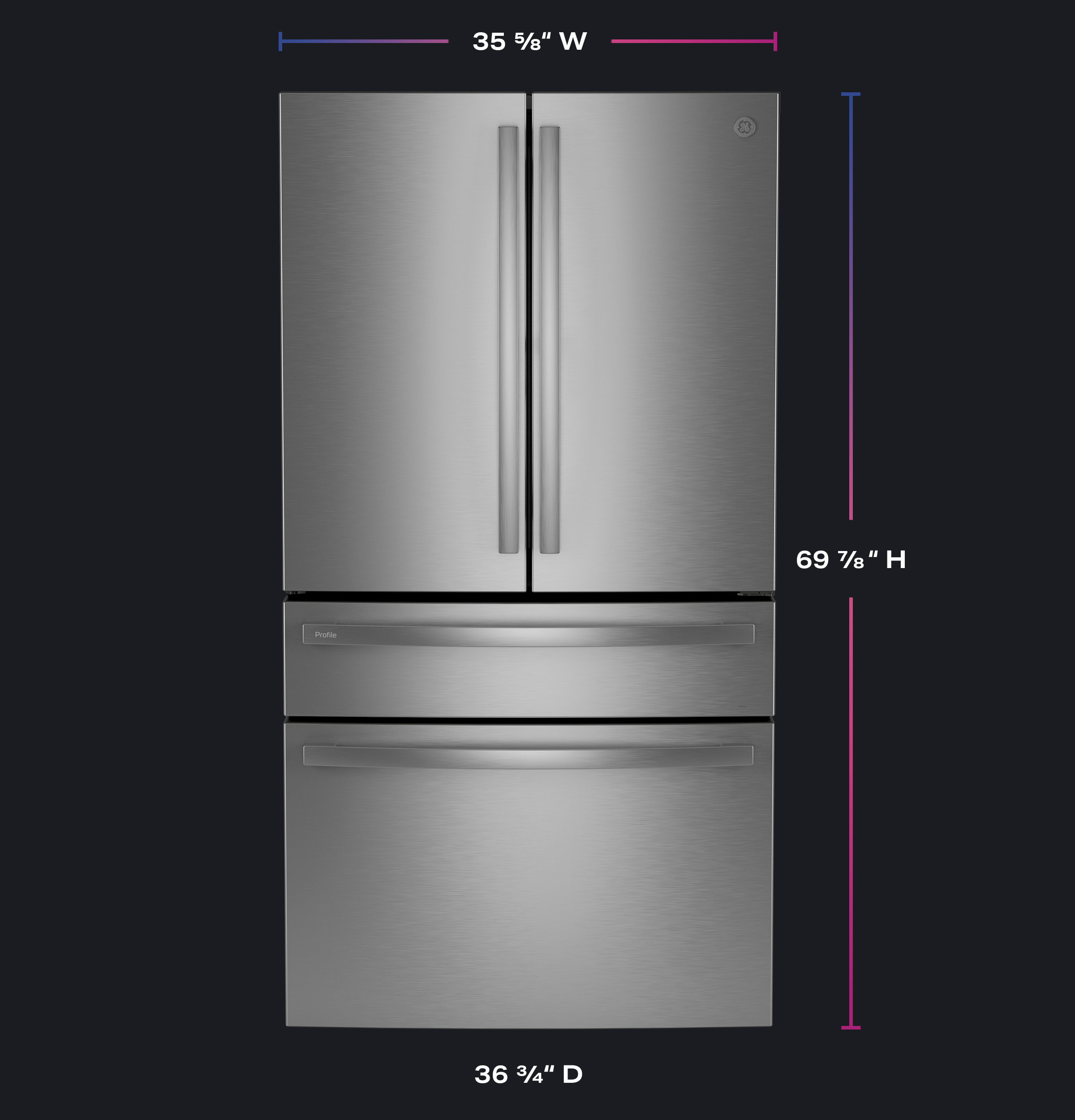 29 Cu. Ft. Smart Fingerprint Resistant 4-Door French-Door Refrigerator with Door In Door PGD29BYTFS