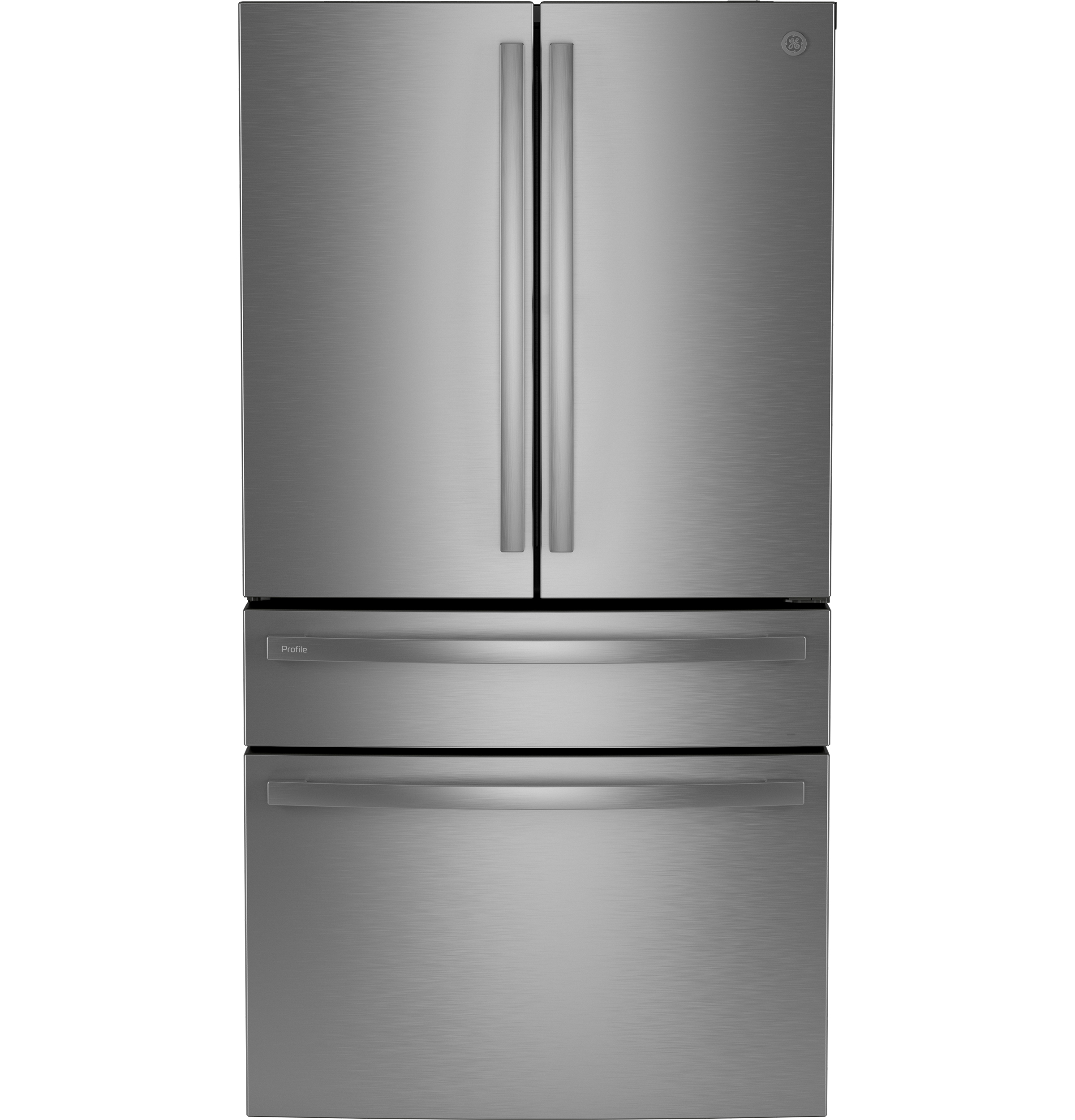 GE Profile 28.7 Cu. Ft. Smart Fingerprint Resistant 4-Door French-Door Refrigerator With Dual-Dispense AutoFill Pitcher Stainless Steel PGE29BYTFS Picture 1