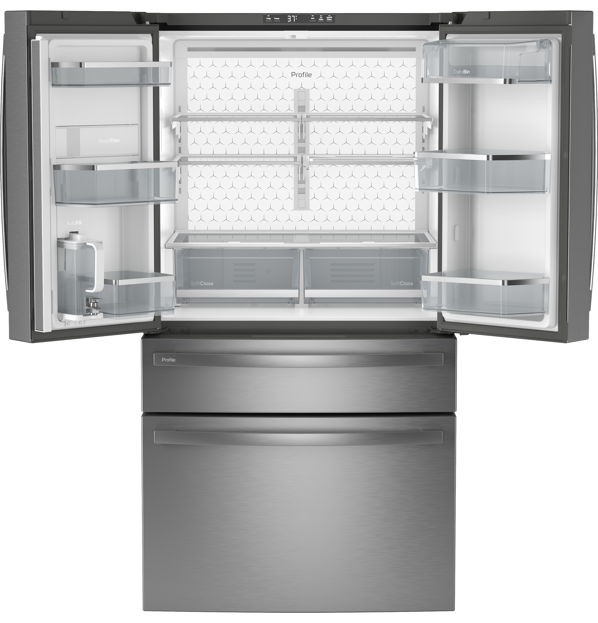 28.7 Cu. Ft. Smart Fingerprint Resistant 4-Door French-Door Refrigerator With Dual-Dispense AutoFill Pitcher PGE29BYTFS