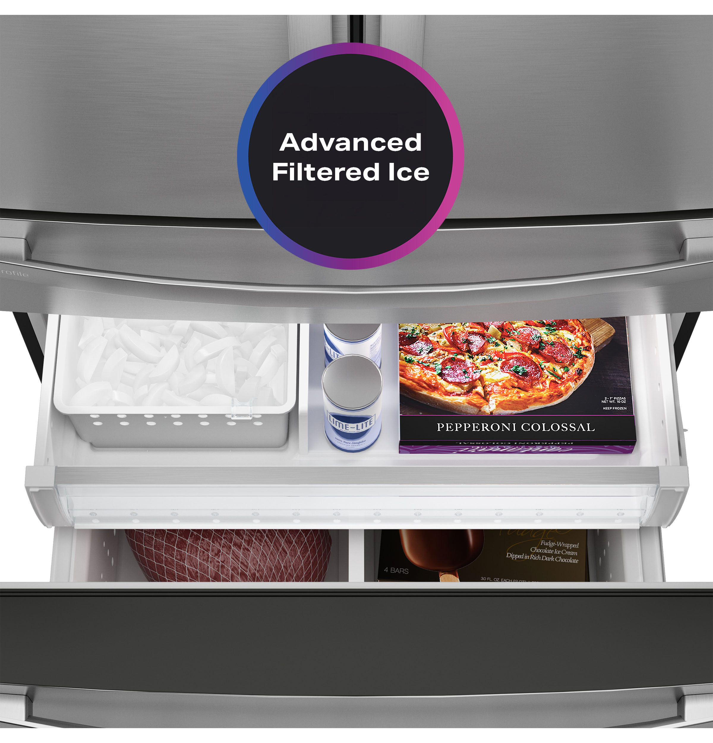 28.7 Cu. Ft. Smart Fingerprint Resistant 4-Door French-Door Refrigerator With Dual-Dispense AutoFill Pitcher PGE29BYTFS