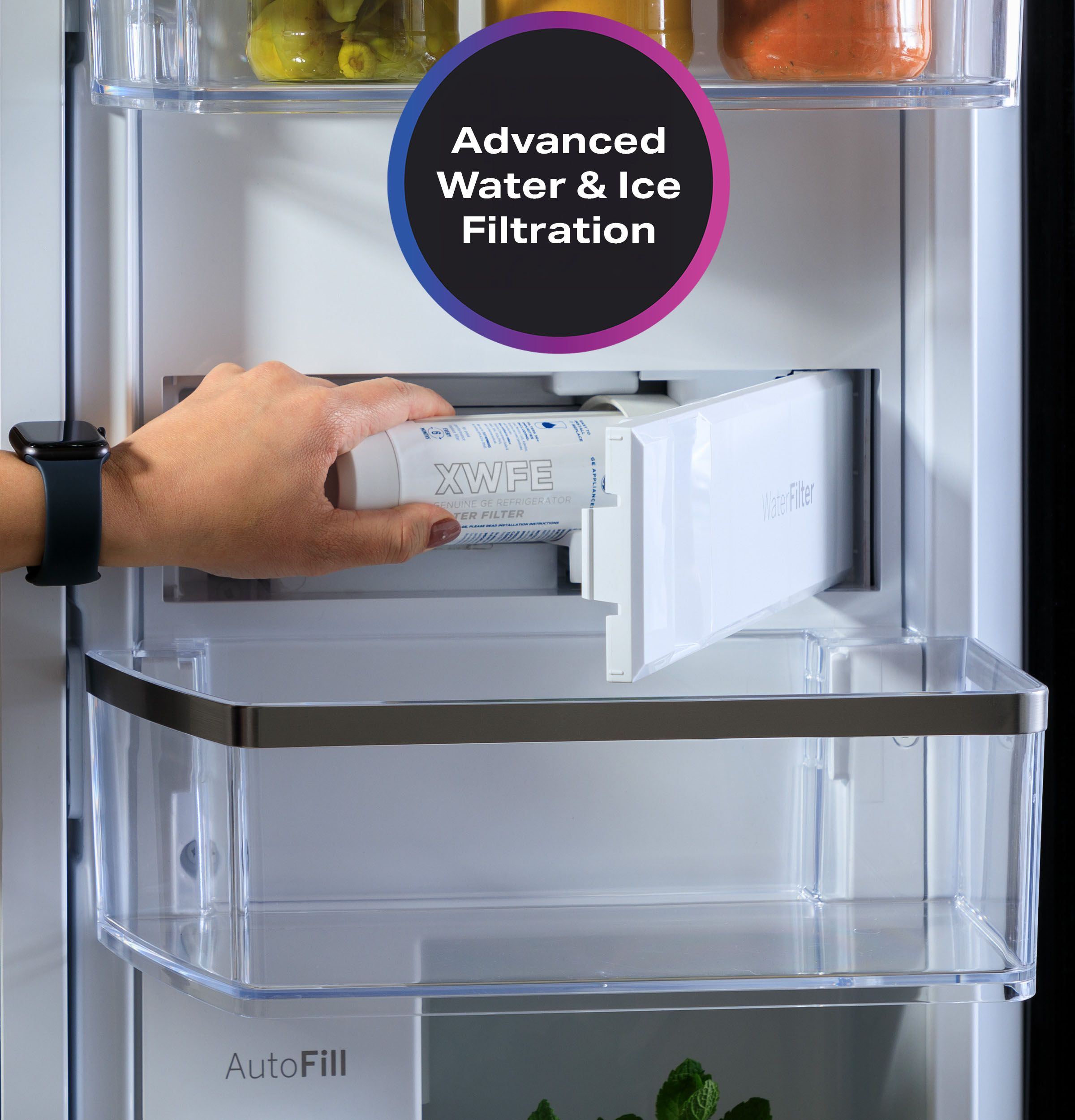 28.7 Cu. Ft. Smart Fingerprint Resistant 4-Door French-Door Refrigerator With Dual-Dispense AutoFill Pitcher PGE29BYTFS