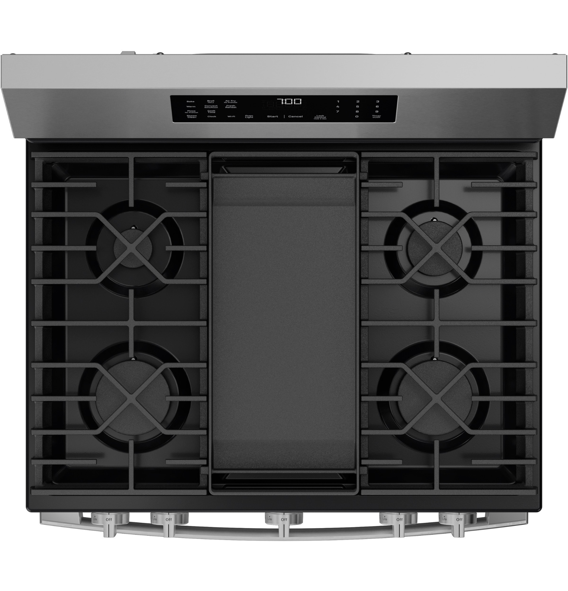 30” Smart Free-Standing Gas Convection Range with No Preheat Air Fry and EasyWash Oven Tray PGF700AYFS