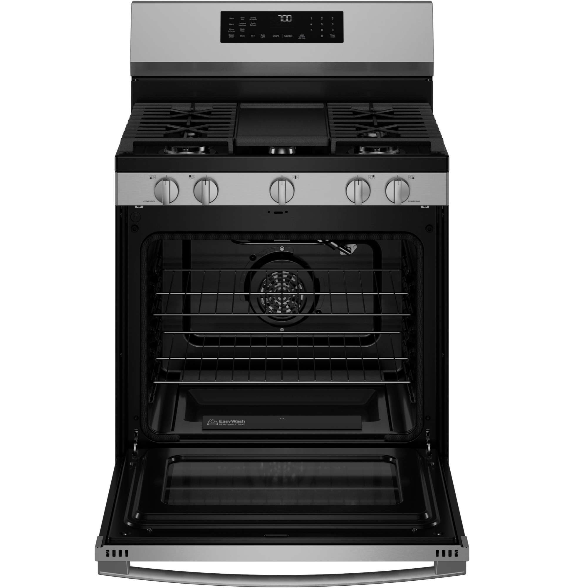 30” Smart Free-Standing Gas Convection Range with No Preheat Air Fry and EasyWash Oven Tray PGF700AYFS