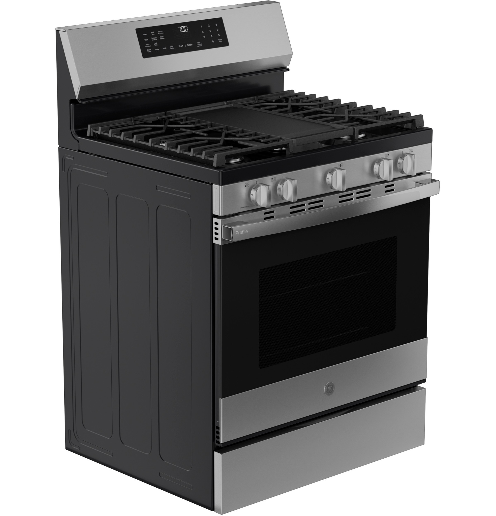 30” Smart Free-Standing Gas Convection Range with No Preheat Air Fry and EasyWash Oven Tray PGF700AYFS