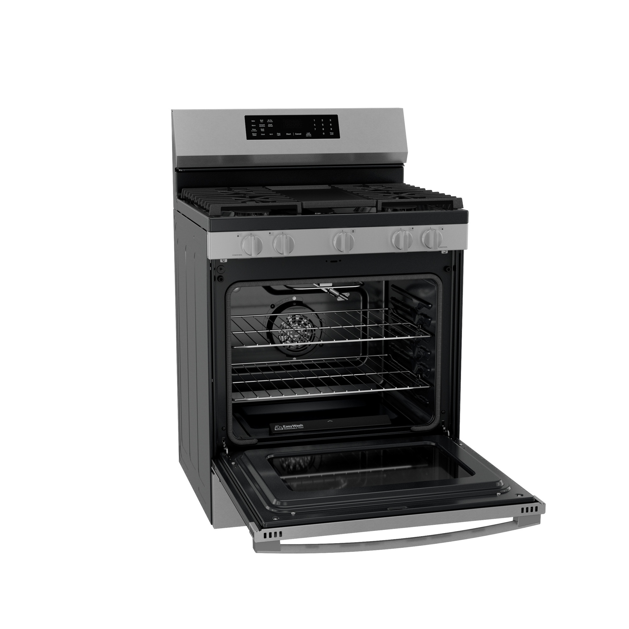 30” Smart Free-Standing Gas Convection Range with No Preheat Air Fry and EasyWash Oven Tray PGF700AYFS