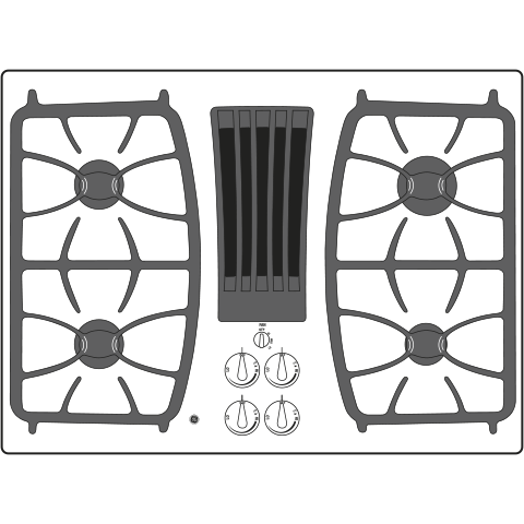 30" Built-In Gas Downdraft Cooktop PGP9830DRBB