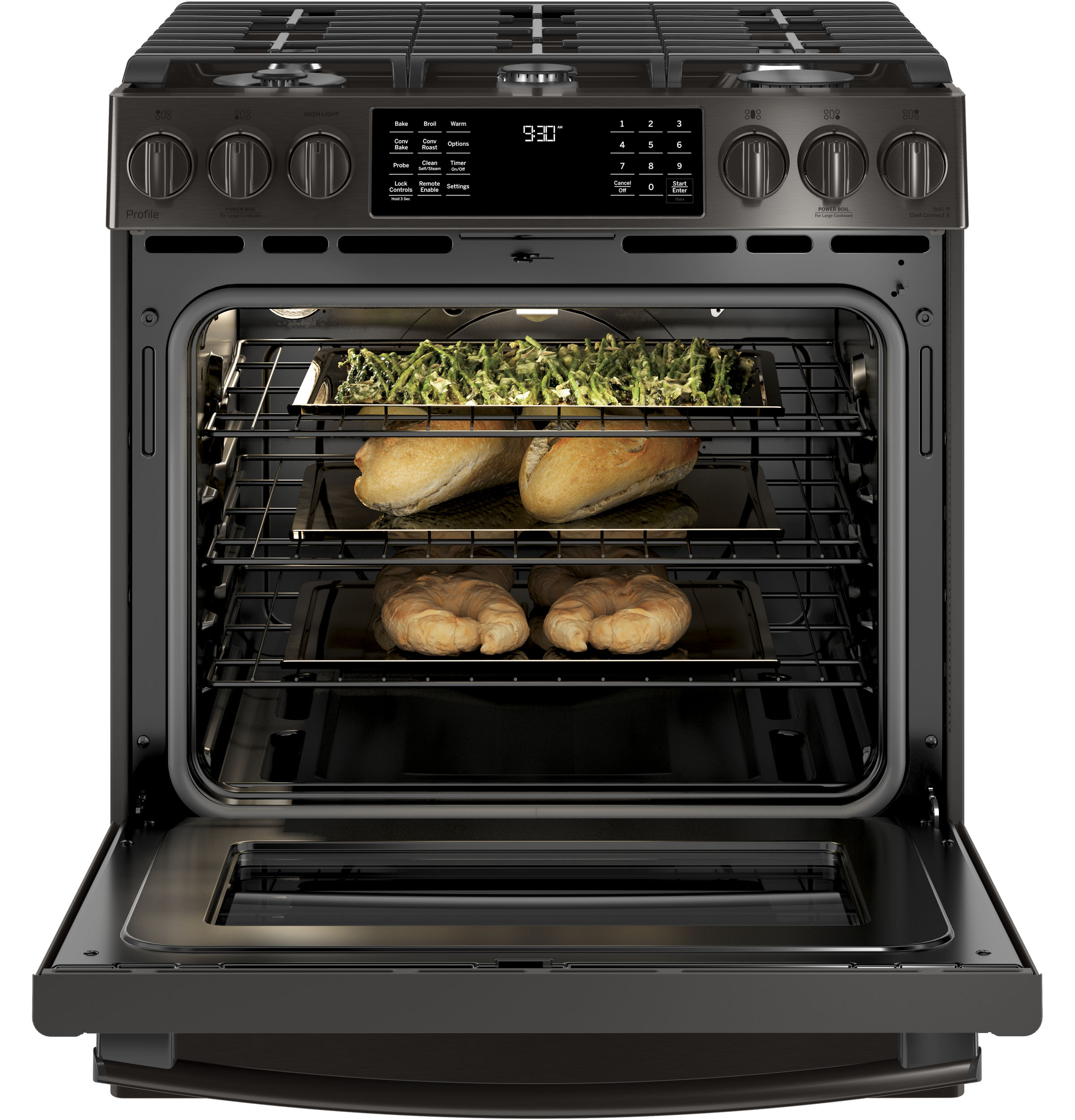 30" Smart Slide-In Front-Control Gas Range PGS930BELTS