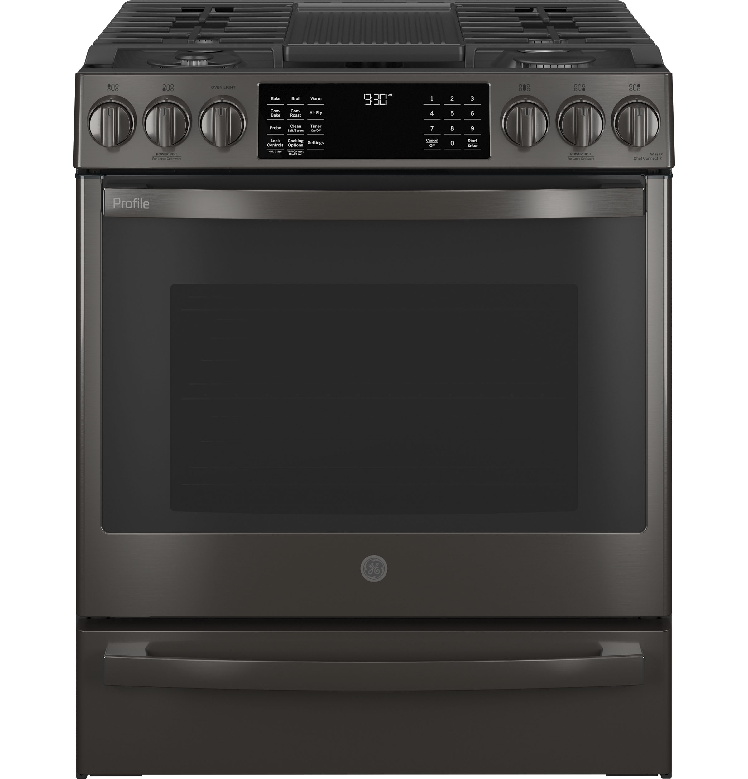 30" Smart Slide-In Front-Control Gas Range with No Preheat Air Fry PGS930BPTS