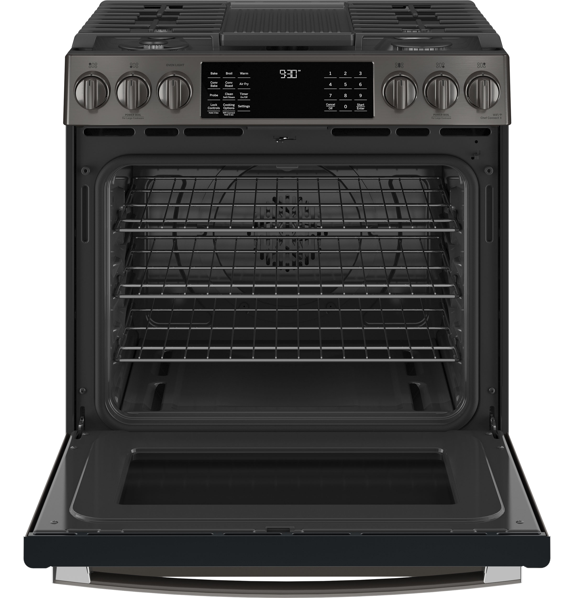 30" Smart Slide-In Front-Control Gas Range with No Preheat Air Fry PGS930BPTS