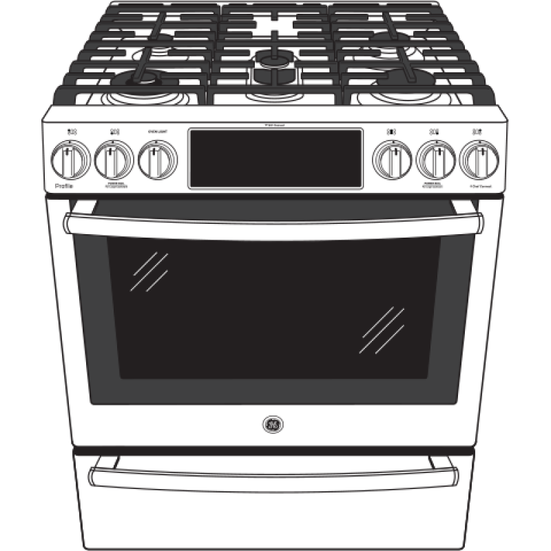 30" Smart Slide-In Front-Control Gas Fingerprint Resistant Range with No Preheat Air Fry PGS930YPFS