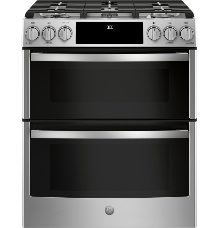 GE Profile 30" Smart Slide-In Front-Control Gas Double Oven Convection Range Stainless Steel PGS960SELSS Picture 1