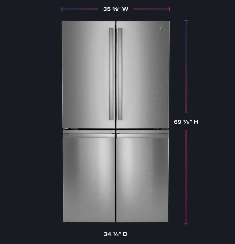 Ge Profile™ Energy Star® 22.9 Cu. Ft. Counter-depth Quad-door Refrigerator With Dual-dispense Autofill Pitcher And Door In Door PHD23BYWFS
