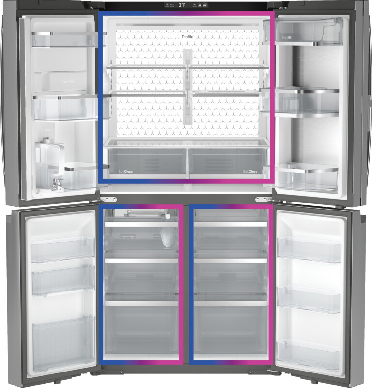 Ge Profile™ Energy Star® 22.9 Cu. Ft. Counter-depth Quad-door Refrigerator With Dual-dispense Autofill Pitcher And Door In Door PHD23BYWFS