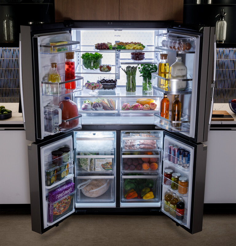 Ge Profile™ Energy Star® 22.9 Cu. Ft. Counter-depth Quad-door Refrigerator With Dual-dispense Autofill Pitcher And Door In Door PHD23BYWFS