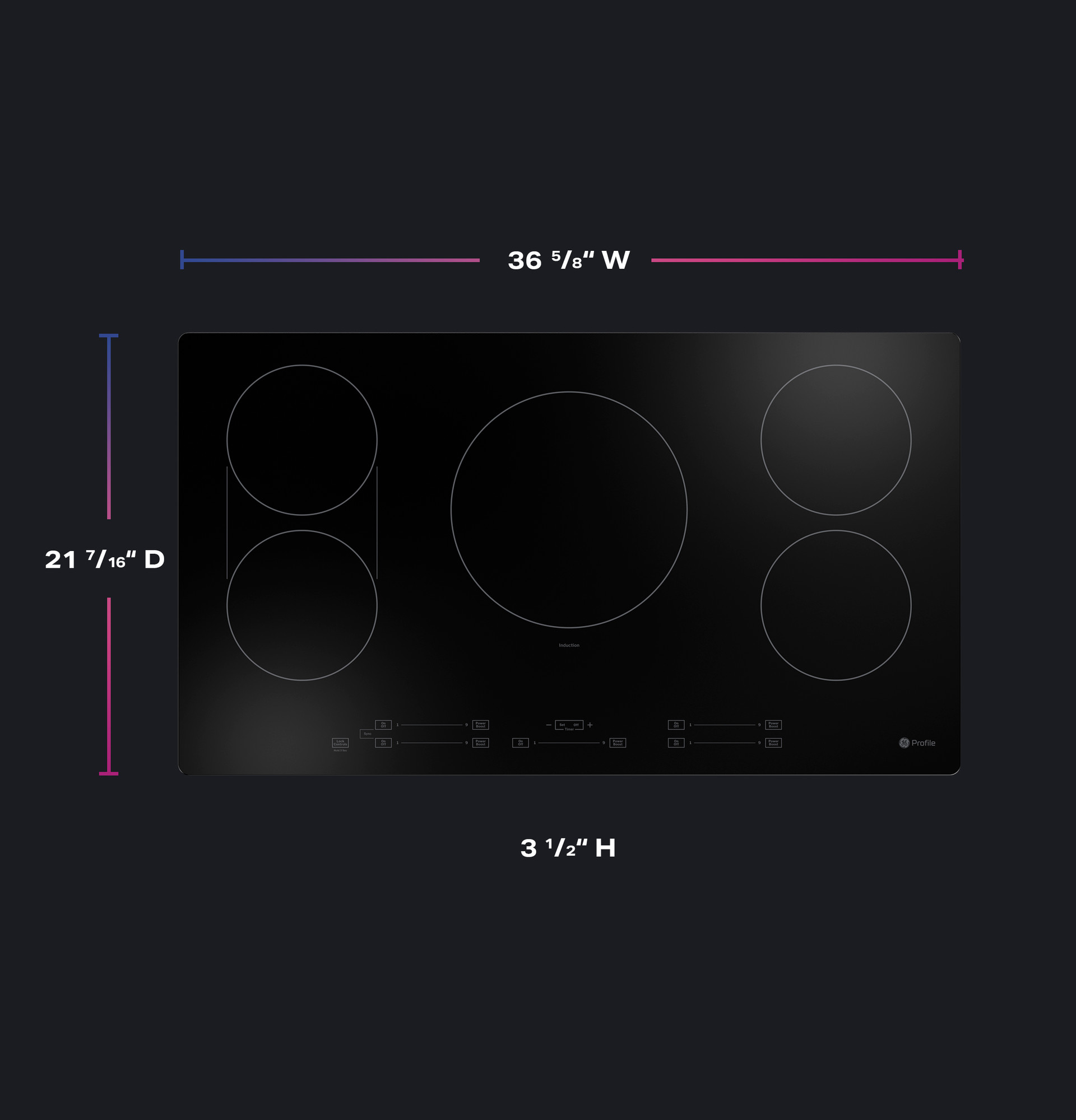 Ge Profile™ Energy Star® 36" Built-in Touch Control Induction Cooktop PHP6036DWBB
