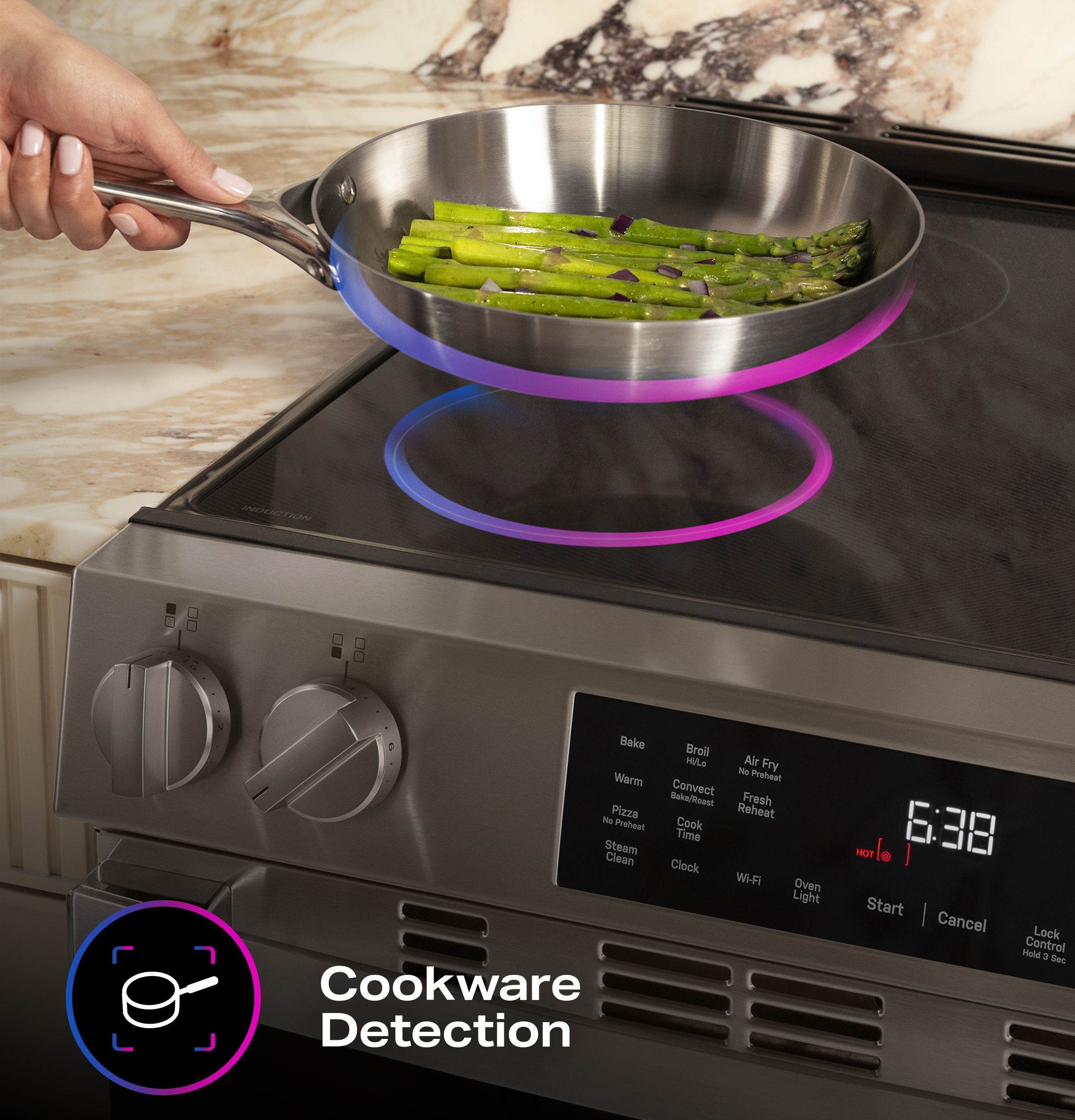 30" Smart Slide-In Induction and Convection Range with No Preheat Air Fry and EasyWash Oven Tray PHS700AYFS