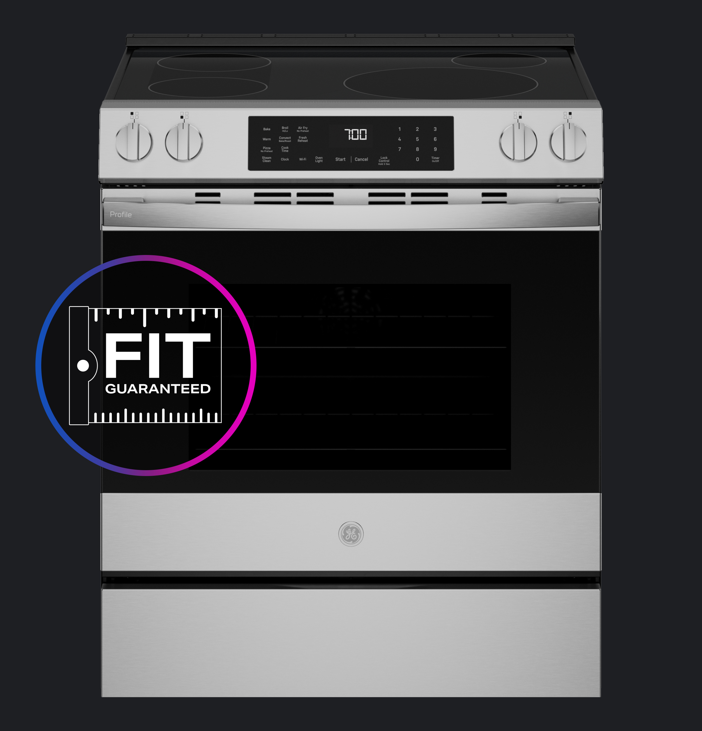30" Smart Slide-In Induction and Convection Range with No Preheat Air Fry and EasyWash Oven Tray PHS700AYFS