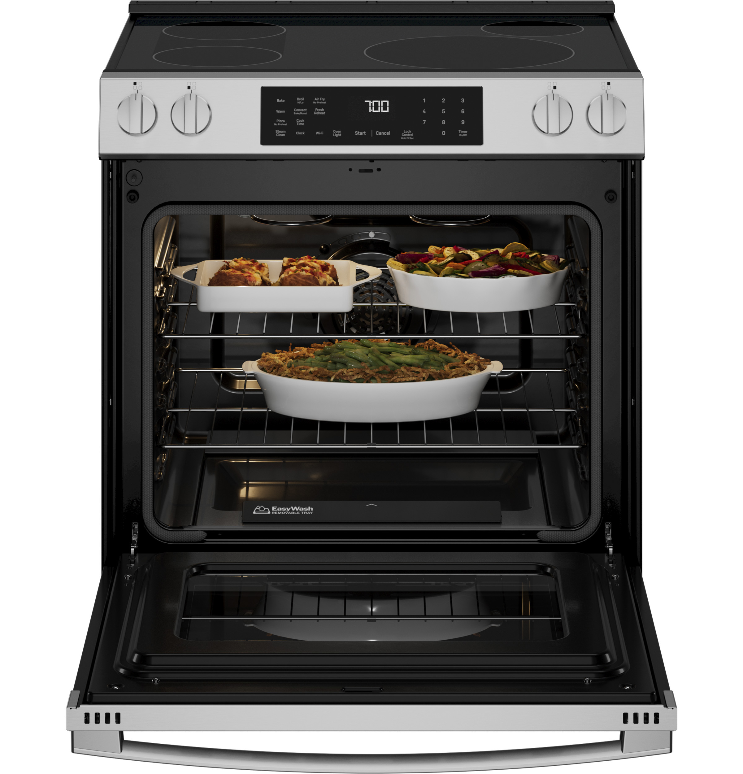 30" Smart Slide-In Induction and Convection Range with No Preheat Air Fry and EasyWash Oven Tray PHS700AYFS