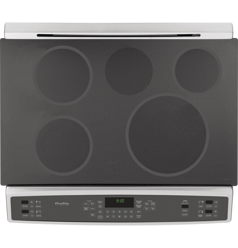 GE Profile Series 30" Slide-In Front Control Induction and Convection Range with Warming Drawer Stainless Steel PHS920SFSS Picture 1