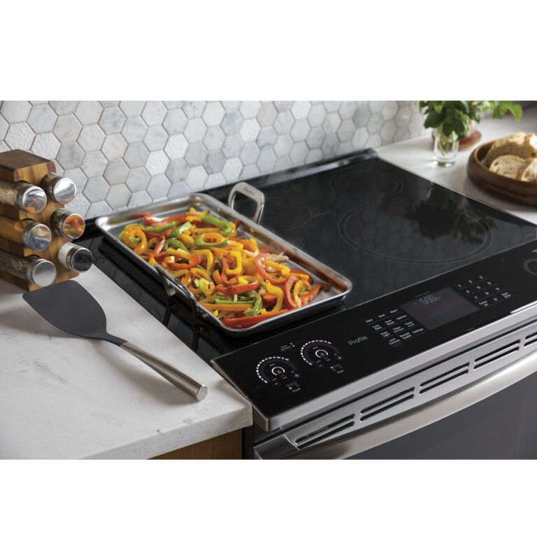 30" Smart Slide-In Front-Control Induction and Convection Range PHS930SLSS