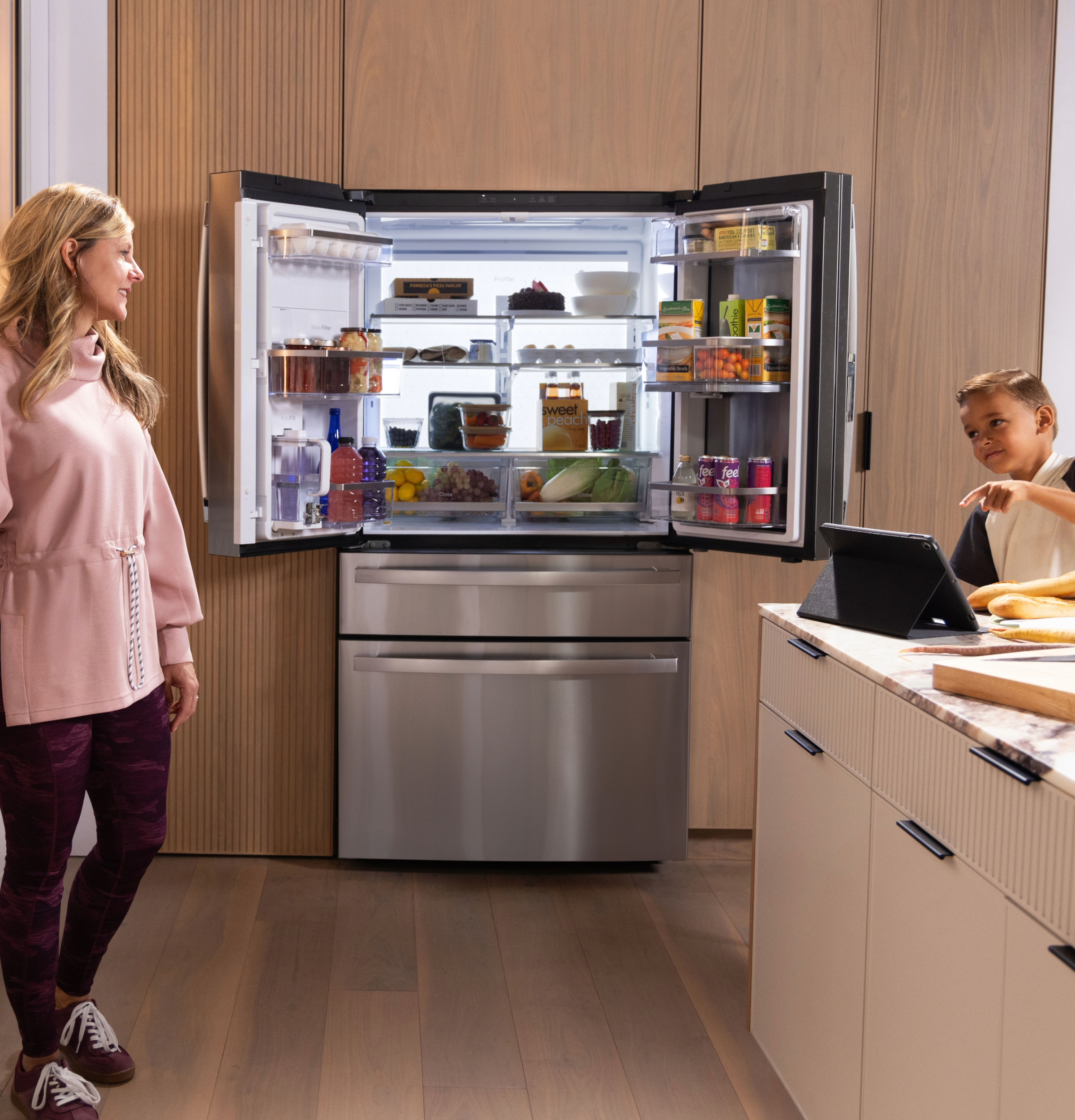Ge Profile™ Energy Star® 23.3 Cu. Ft. Smart Counter-depth Fingerprint Resistant 4-door French-door Refrigerator With Door In Door PJD23BYWFS