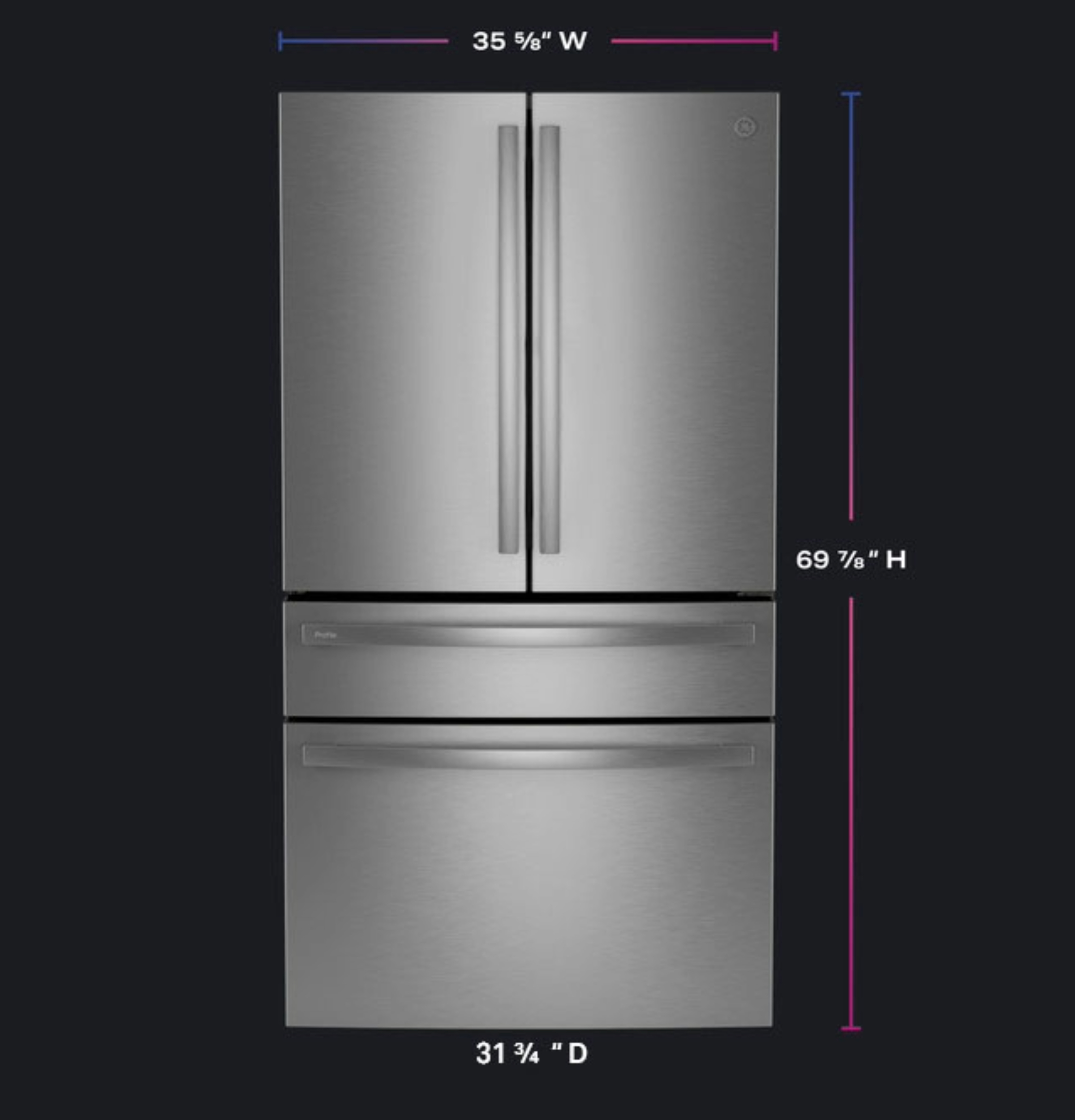 23.2 Cu. Ft. Smart Counter-Depth Fingerprint Resistant 4-Door French-Door Refrigerator PJE23BYWFS